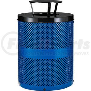 261927BL by GLOBAL INDUSTRIAL - Global Industrial&#153; Outdoor Perforated Steel Trash Can With Rain Bonnet Lid, 36 Gallon, Blue