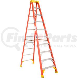 6210 by WERNER - Werner 10' Fiberglass Step Ladder w/ Plastic Tool Tray 300 lb. Cap - 6210