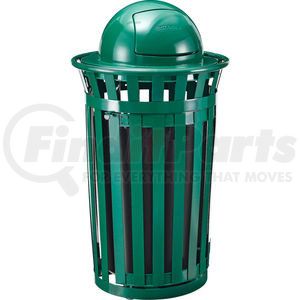 261945GN by GLOBAL INDUSTRIAL - Global Industrial&#153; Outdoor Slatted Steel Trash Can W/Access Door & Dome Lid, 36 Gallon, Green