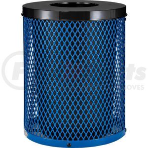 261924BL by GLOBAL INDUSTRIAL - Global Industrial&#153; Outdoor Diamond Steel Trash Can With Flat Lid, 36 Gallon, Blue