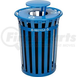 261850BL by GLOBAL INDUSTRIAL - Global Industrial&#153; Recycling Can w/Rain Bonnet Lid, 36 Gallon, Blue