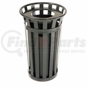 237725BK by GLOBAL INDUSTRIAL - Global Industrial&#153; Outdoor Slatted Steel Trash Can With Flat Lid & Liner, 24 Gallon, Black