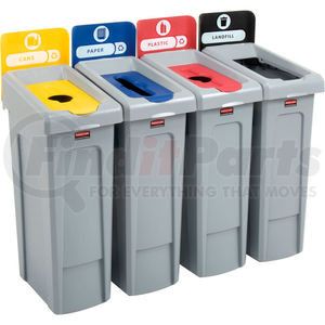 2007919 by RUBBERMAID - Rubbermaid&#174; Recycling & Trash Can, 92 Gallon, Black/Blue/Red/Yellow