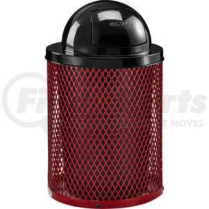 261948RD by GLOBAL INDUSTRIAL - Global Industrial&#153; Outdoor Steel Diamond Trash Can With Dome Lid, 36 Gallon, Red