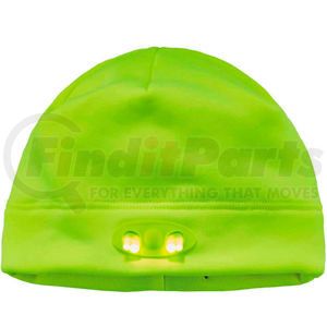 16802 by ERGODYNE - Ergodyne® N-Ferno® 6804 Skull Cap Beanie Hat With LED Lights, Lime