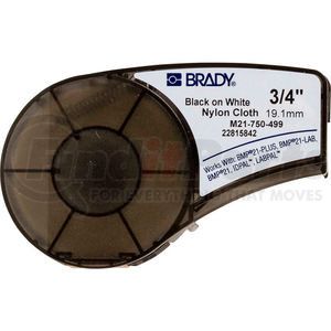M21-750-499 by BRADY - Brady BMP21 Series Nylon Cloth Wire & Cable Labels, 3-4"W X 16'L, Black-White, M21-750-499