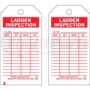 86555 by BRADY - Brady&#174; 86555 Ladder Inspecton Tag, 2 Sided, 10/Pkg, Polyester, 3"W x 5-3-3/4"H