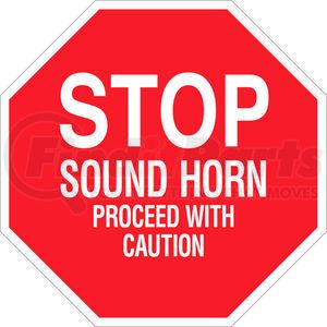 124508 by BRADY - Brady&#174; 124508 Stop Sound Horn Proceed With Caution Sign, Aluminum, 24"W X 24"H