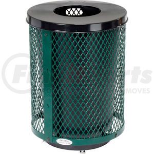 261924GND by GLOBAL INDUSTRIAL - Global Industrial&#153; Outdoor Diamond Steel Trash Can With Flat Lid & Base, 36 Gallon, Green