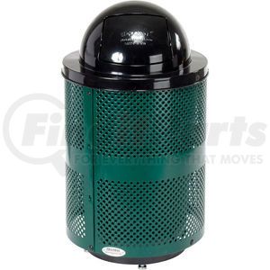 261949GND by GLOBAL INDUSTRIAL - Global Industrial&#153; Outdoor Perforated Steel Trash Can With Dome Lid & Base, 36 Gallon, Green