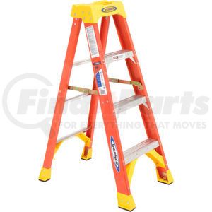 6204 by WERNER - Werner 4' Fiberglass Step Ladder w/ Plastic Tool Tray 300 lb. Cap - 6204