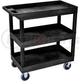 EC111HD-B by LUXOR - Luxor&#174; E-Series Plastic Utility Tub Cart, 3 Shelf, 35-1/4"Lx18"Wx37-1/4"H, Black