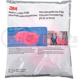7000051991 by 3M - 3M&#8482; Particulate Filter 2091/07000(AAD), P100 Respiratory Protection, 2/PK