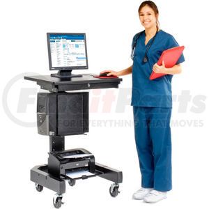 309235BKA by GLOBAL INDUSTRIAL - Global Industrial&#153; Medical Computer Cart, 27"W x 24-1/2"D x 41"H, Black