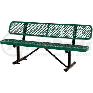 277154GN by GLOBAL INDUSTRIAL - Global Industrial™ 6 ft. Outdoor Steel Bench with Backrest - Expanded Metal - Green