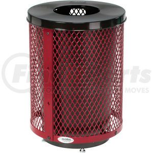 261924RDD by GLOBAL INDUSTRIAL - Global Industrial&#153; Outdoor Diamond Steel Trash Can With Flat Lid & Base, 36 Gallon, Red
