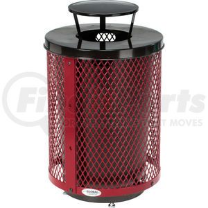 261926RDD by GLOBAL INDUSTRIAL - Global Industrial&#153; Outdoor Diamond Steel Trash Can W/Rain Bonnet Lid & Base, 36 Gallon, Red