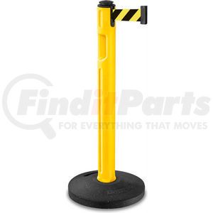 80-5000R/YL/SF by LAVI - Lavi Industries Tempest Retractable Belt Barrier, 38-1/4" Yellow Post, 12' Black/Yellow Belt
