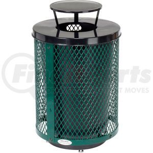 261926GND by GLOBAL INDUSTRIAL - Global Industrial™ Outdoor Diamond Steel Trash Can W/Rain Bonnet Lid & Base, 36 Gallon, Green