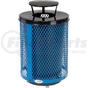 261926BLD by GLOBAL INDUSTRIAL - Global Industrial&#153; Outdoor Diamond Steel Trash Can W/Rain Bonnet Lid & Base, 36 Gallon, Blue