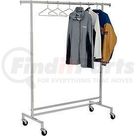 K43 by AMKO DISPLAYS LLC. - Single Hangrail Rolling Clothes Rack (K43) - Heavy Duty Square Tubing - Chrome