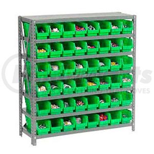 603430GN by GLOBAL INDUSTRIAL - Global Industrial&#153; Steel Shelving with 48 4"H Plastic Shelf Bins Green, 36x12x39-7 Shelves