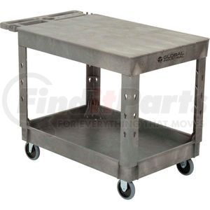 800298 by GLOBAL INDUSTRIAL - Global Industrial&#153; Flat Top Plastic Utility Cart, 2 Shelf, 44"Lx25-1/2"W, 5" Casters, Gray