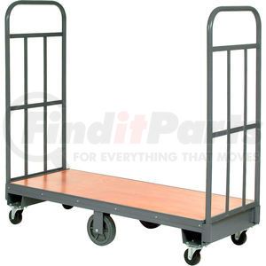 Global Industrial 168002 Utility Cart Global Industrial Wood Deck Narrow Aisle U-Boat Platform Truck, 60"x16", 1500 Lb.