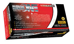 NO123M by MICROFLEX - Nitron One® Lightly-Powdered Nitrile Examination Gloves, Blue, Medium