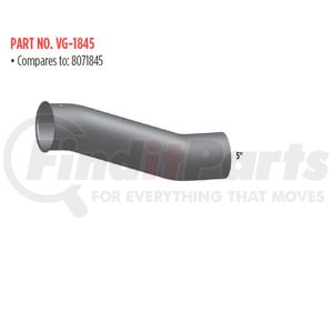 Grand Rock VG-1845 Exhaust Pipe 5" 2-Bend OD/Flare Pyro Turbo Exhaust Pipe, Aluminized Steel, Fits Volvo Applications