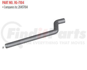 VG-7104 by GRAND ROCK - Exhaust Pipe - Aluminized, 5" Length, 2 Bend OD/OD