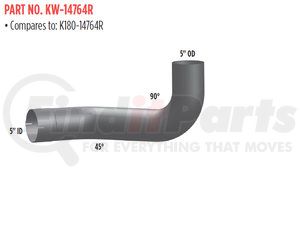 KW-14764R by GRAND ROCK - Exhaust Elbow - Aluminzed, Right, 5" ID, 5" OD, 2 Bend