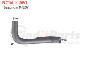 Grand Rock IH-1803C1 Exhaust Pipe Exhaust Pipe with 5 Inch Size 2-Bend OD/OD Flat Aluminized