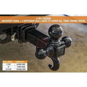 1802208 by BUYERS PRODUCTS - Trailer Hitch - Tri-Ball Hitch, with Recovery Hook for 2in. Hitch