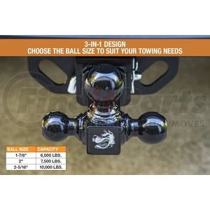 1802200 by BUYERS PRODUCTS - Trailer Hitch - Tri-Ball Hitch, Solid Shank with Black Towing Balls