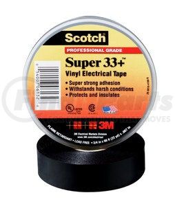 06133 by 3M - Scotch® Super 33+ Vinyl Electrical Tape, 3/4 in x 52 ft, Black, 10 rolls/carton, 100 rolls/Case