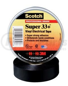 06130 by 3M - Scotch® Super 33+ Vinyl Electrical Tape, 3/4 in x 20 ft, Black, 10 rolls/carton, 100 rolls/Case