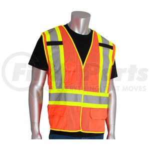 302-0212-OR/L by PIP INDUSTRIES - Black Label Safety Vest - Large, Hi-Vis Orange