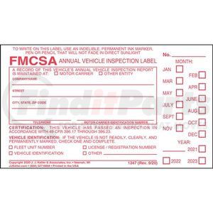 1347 by JJ KELLER - Annual Vehicle Inspection Label - Vinyl w/ Punch Boxes - Vinyl Label with Punch Boxes