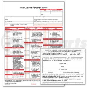 15048 by JJ KELLER - Annual Vehicle Inspection Report (Carbonless) + Label - Retail Packaging - Form & Label Combo - Retail Packaging