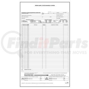 2144 by JJ KELLER - Household Goods Descriptive Inventory Form - Long Form - Long Form