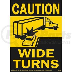 2414 by JJ KELLER - Caution Wide Turns Sign with Icon - Reflective - Vertical, Yellow on Black, Reflective Vinyl with Adhesive