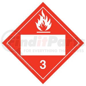 JJ Keller 2711 Class 3 Flammable Liquid Placard - Blank - Blank, 20 mil Polystyrene, Unlaminated