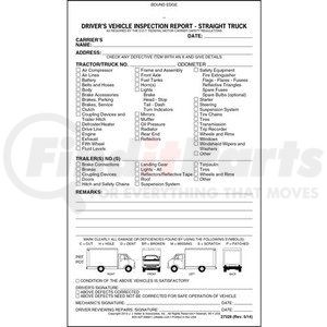 27328 by JJ KELLER - Detailed Driver's Vehicle Inspection Report - Straight Truck, Book Format - Stock - 2-Ply, Carbonless, Book Format, 5-1/2” x 9-1/4”