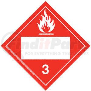 2710 by JJ KELLER - Class 3, Flammable Liquid Placard, Blank, 4 mil, Vinyl Permanent Adhesive