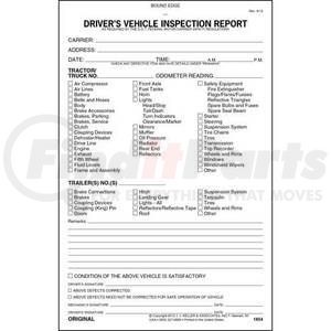 1854 by JJ KELLER - Detailed Driver Vehicle Inspection Report (DVIR), 2-Ply, Carbonless - Stock - 2-ply, carbonless