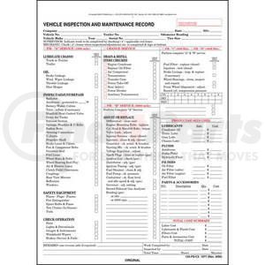 1977 by JJ KELLER - Vehicle Inspection and Maintenance Record - Detailed - 3-Ply, Snap-out, Detailed