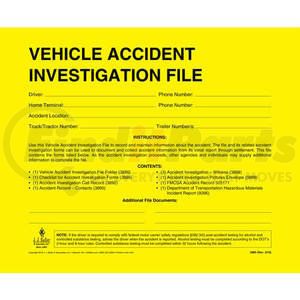 3886 by JJ KELLER - Vehicle Accident Investigation File Packet - 11-3/4in x 9-1/2in