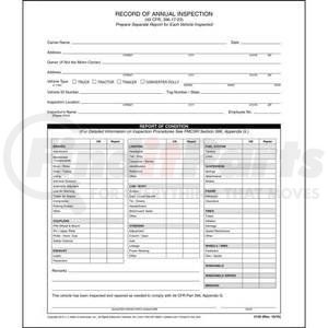 3150 by JJ KELLER - Record of Annual Inspection - Stock - English Form