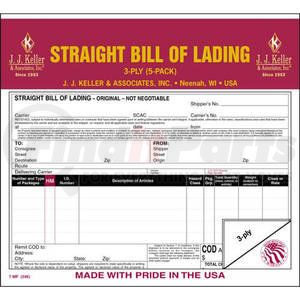 346 by JJ KELLER - Straight Bill Of Lading 5-Pack, Retail Packaging, Snap-out Format